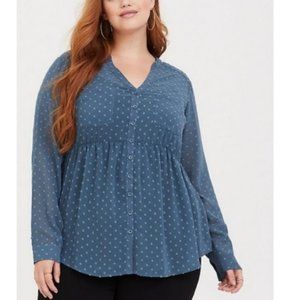 Torrid Blue Long Sleeved Top (Size 2X)
